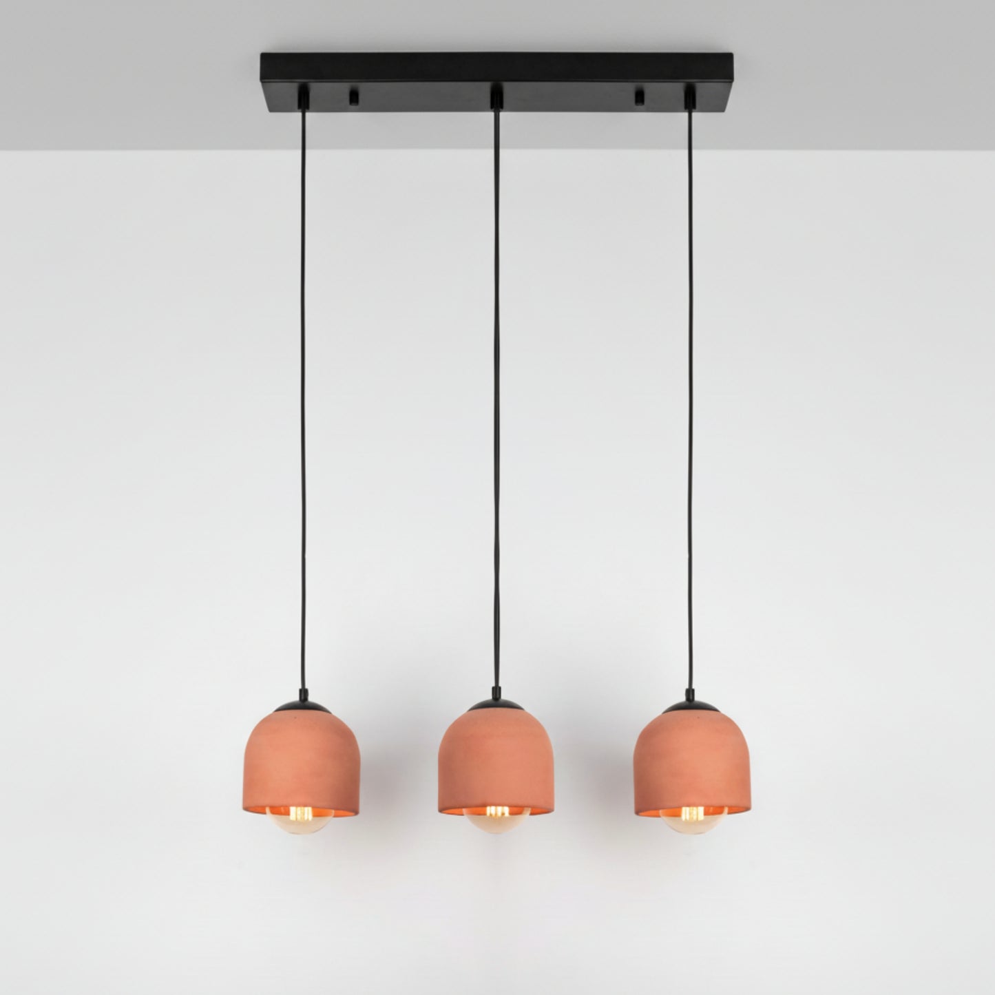 3'lü Sıralı Terracotta Beton Sarkıt Aydınlatma