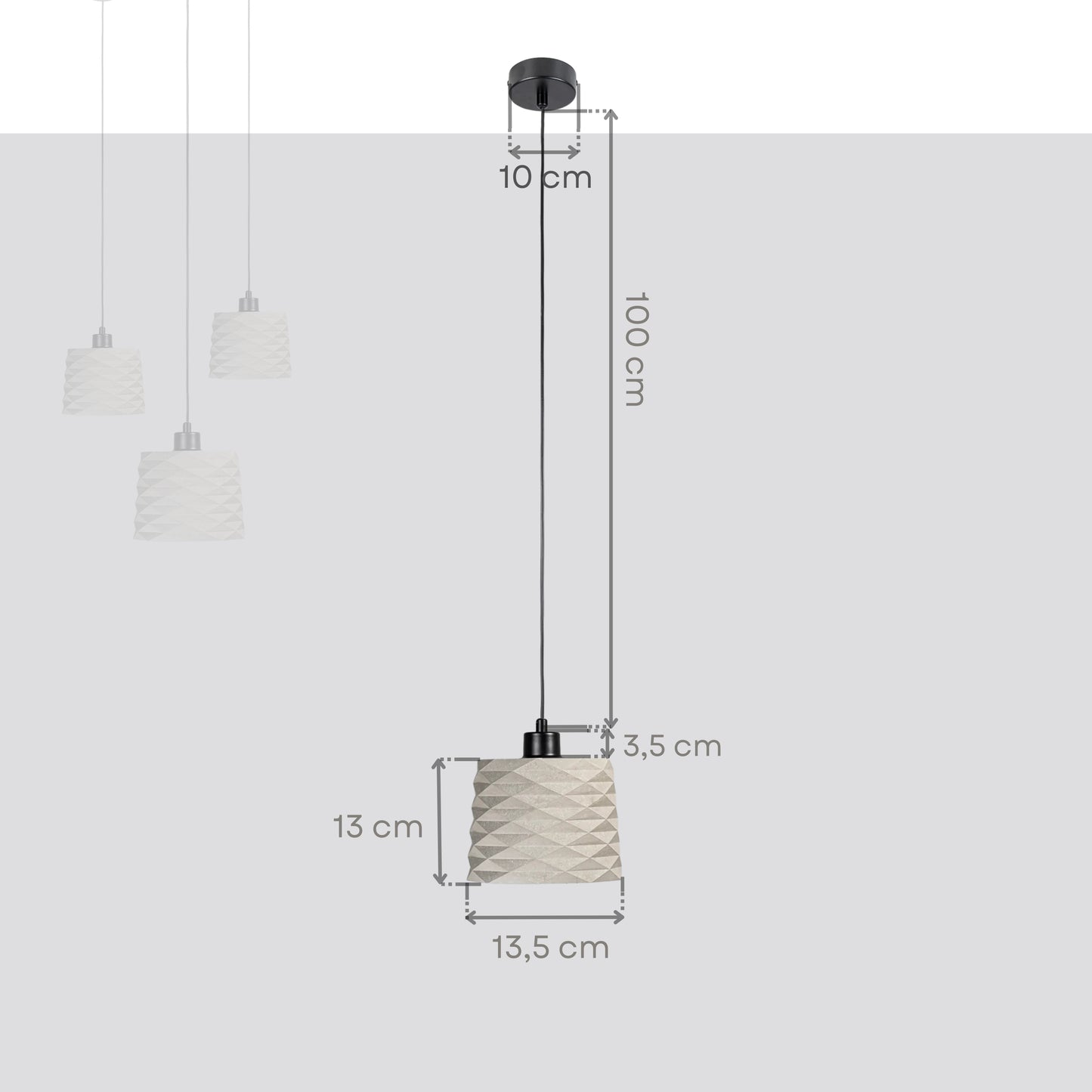 Gray Prism Concrete Ceiling Lighting