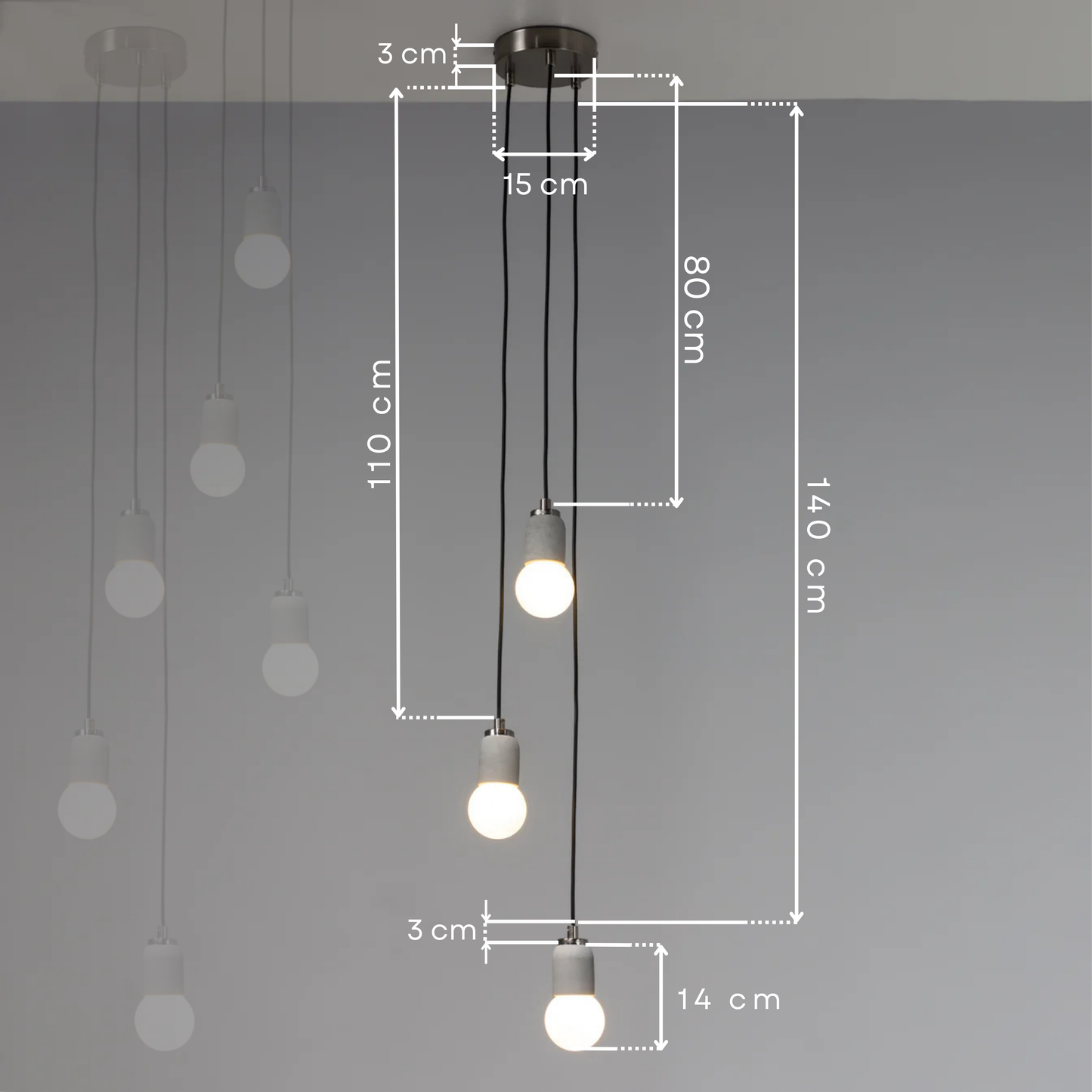 Gray Cylinder Concrete 3-Pendant Lighting