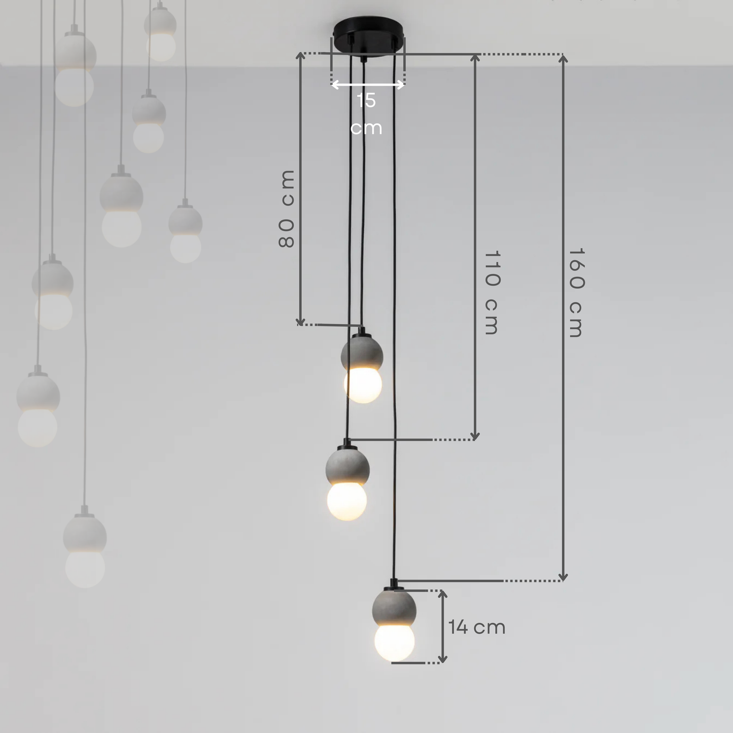 Gray Concrete 3 Suspended Lightings