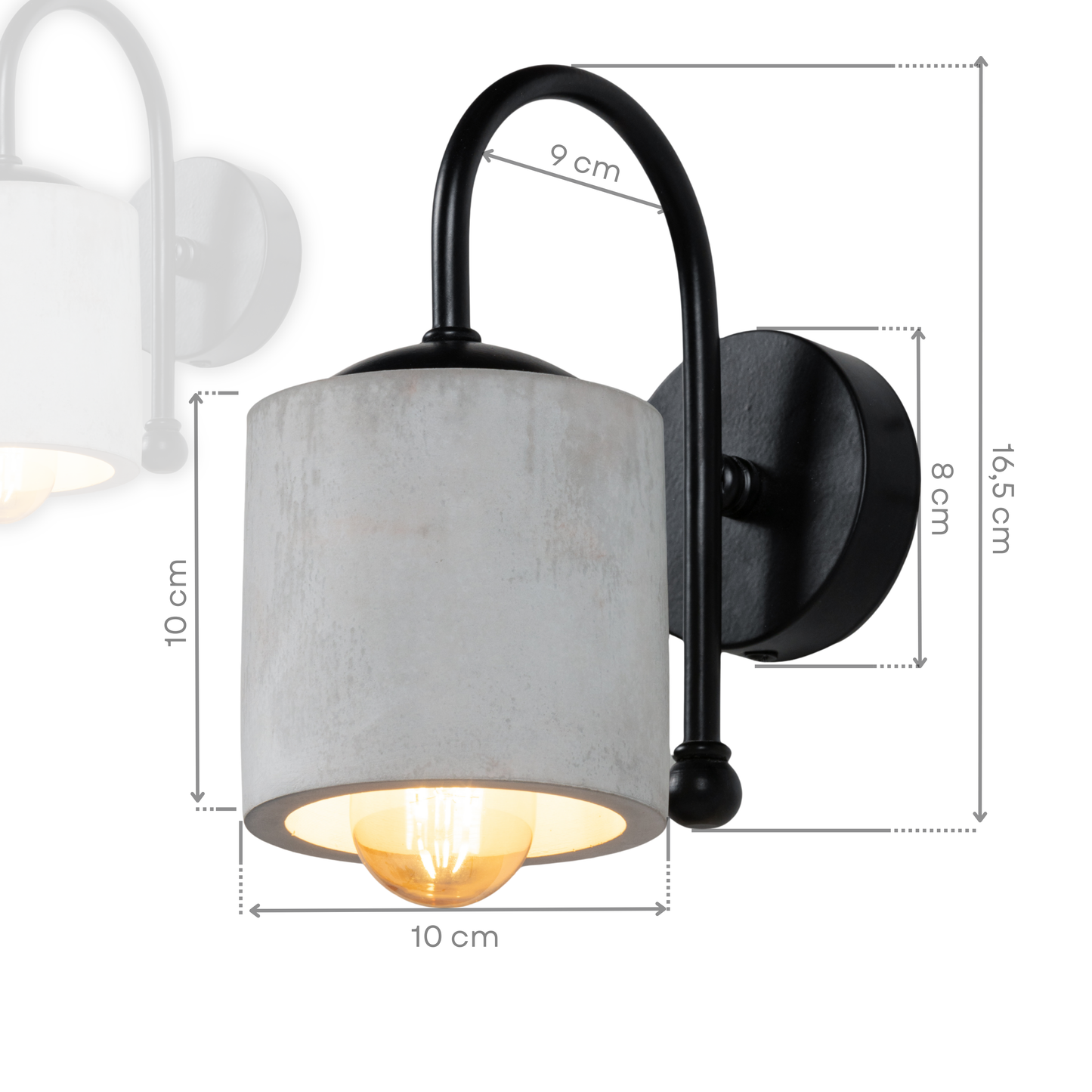 Gray Black Metal Detail Cylinder Sconce