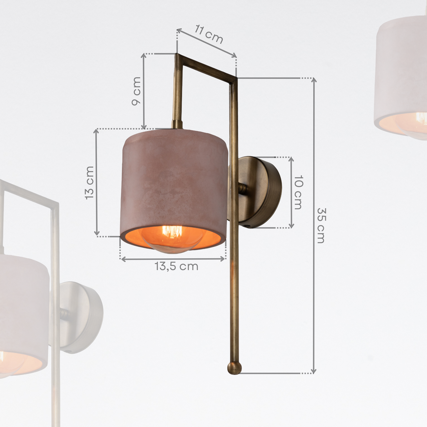 Salmon Bronze Metal Detail Cylinder Sconce