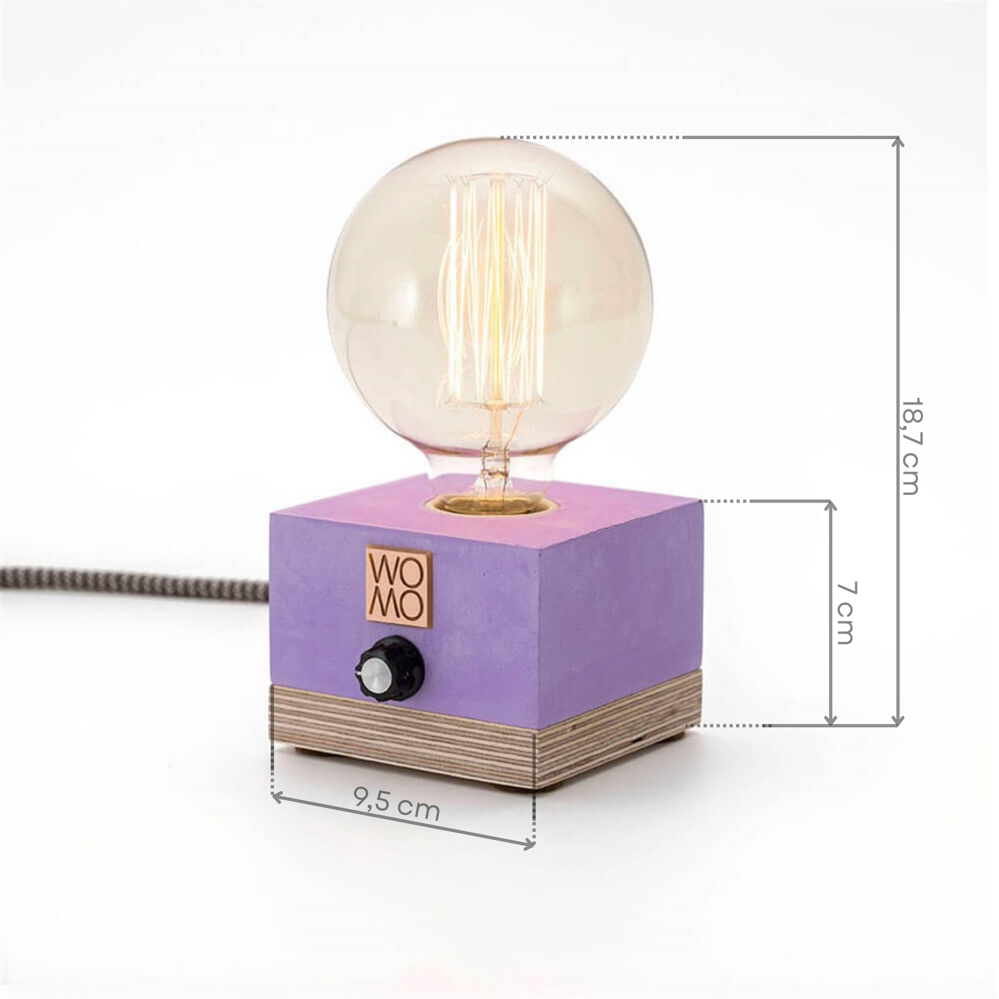Colored Concrete Table Lamp with Dimmer - Globe
