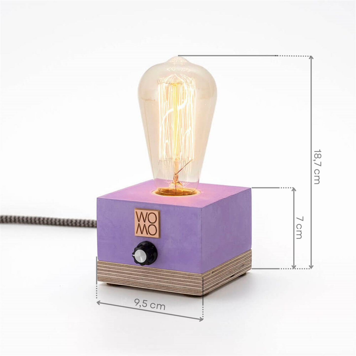 Colored Concrete Table Lamp with Dimmer - Cylinder