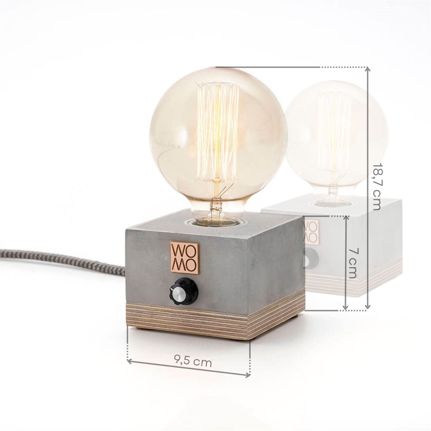 Concrete Table Lamp with Dimmer - Globe