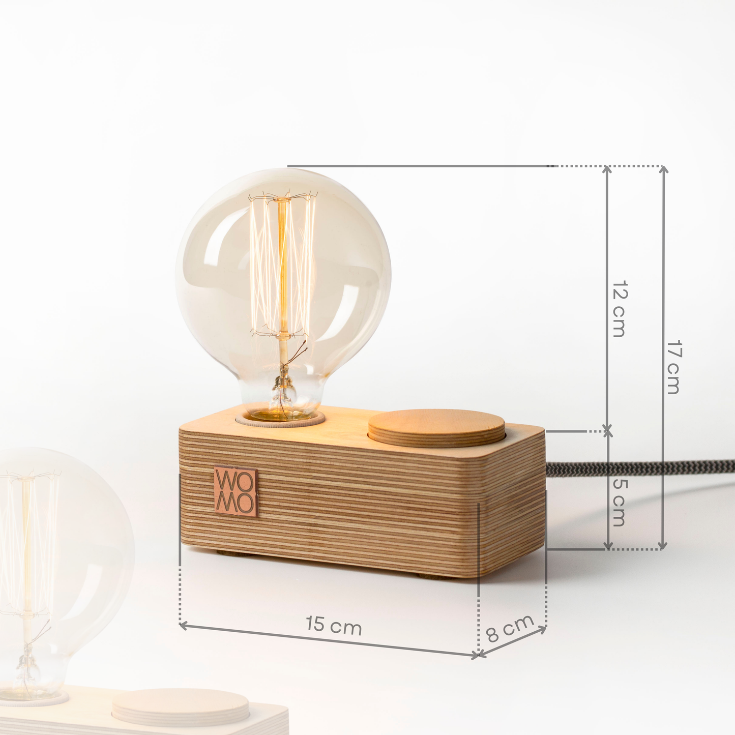 Wooden Table Lamp with Dimmer