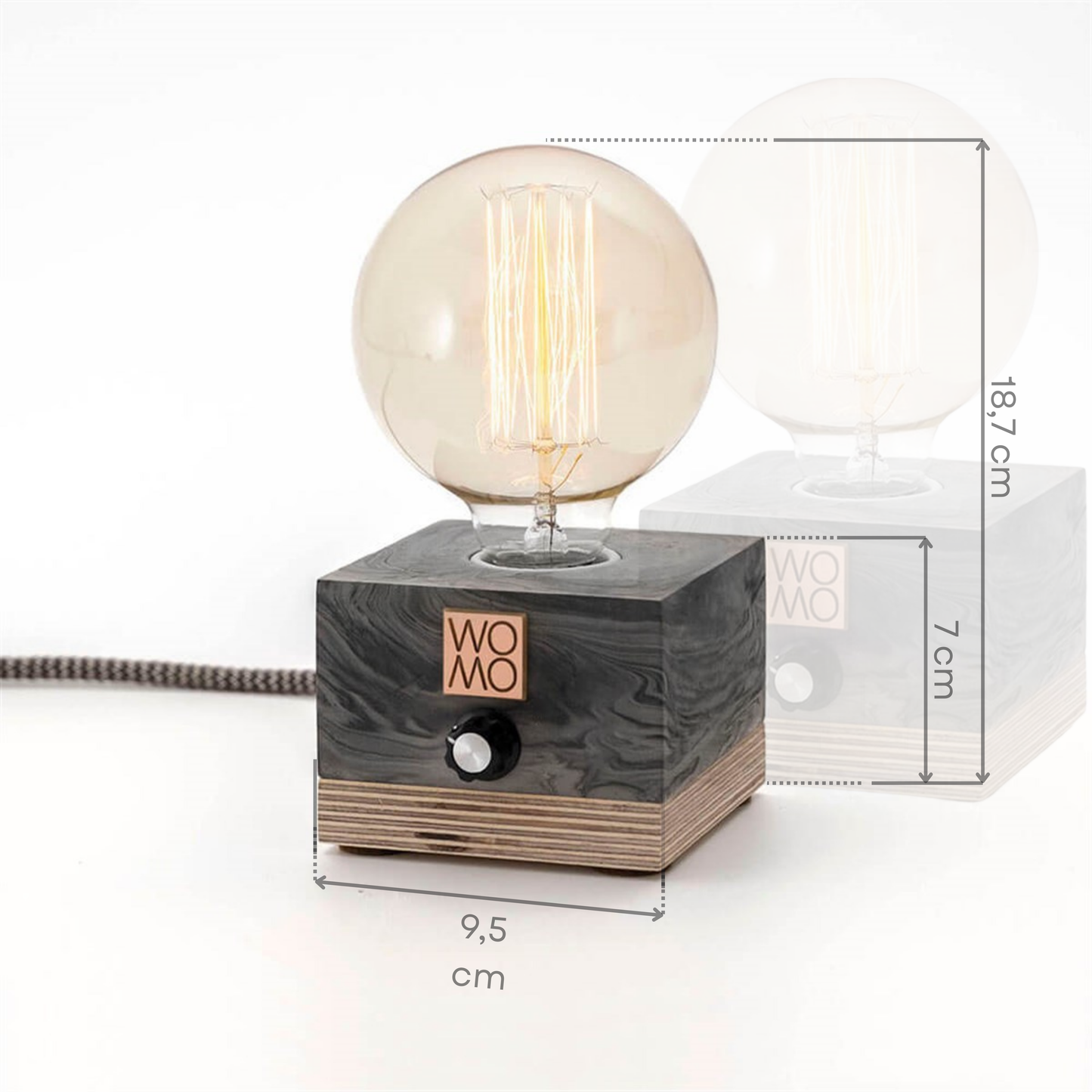 Marble Patterned Concrete Table Lamp with Dimmer - Globe