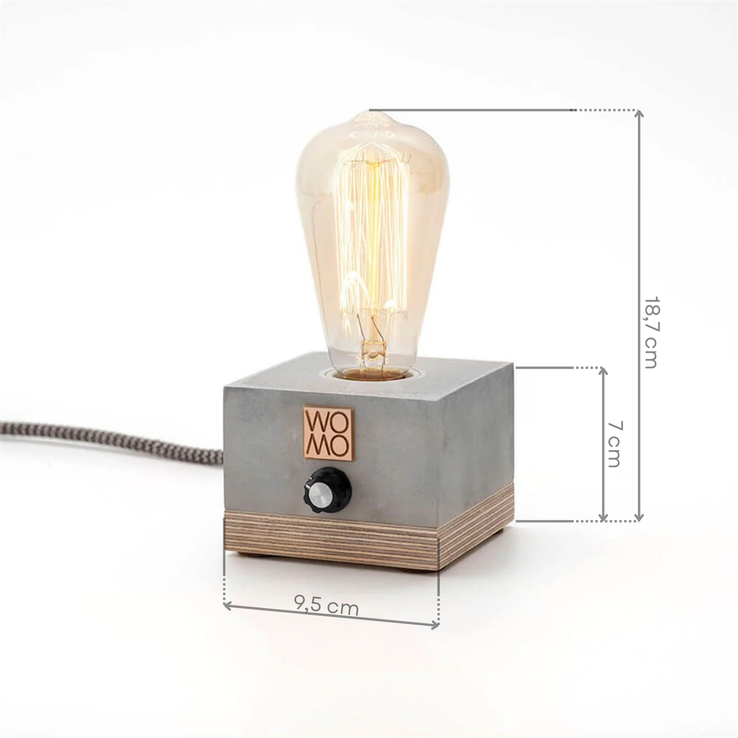 Concrete Table Lamp with Dimmer - Cylinder