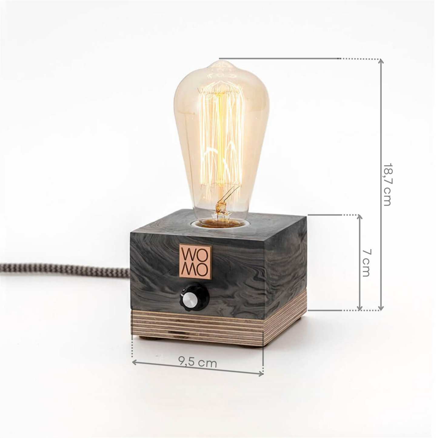 Marble Pattern Concrete Table Lamp with Dimmer - Cylinder