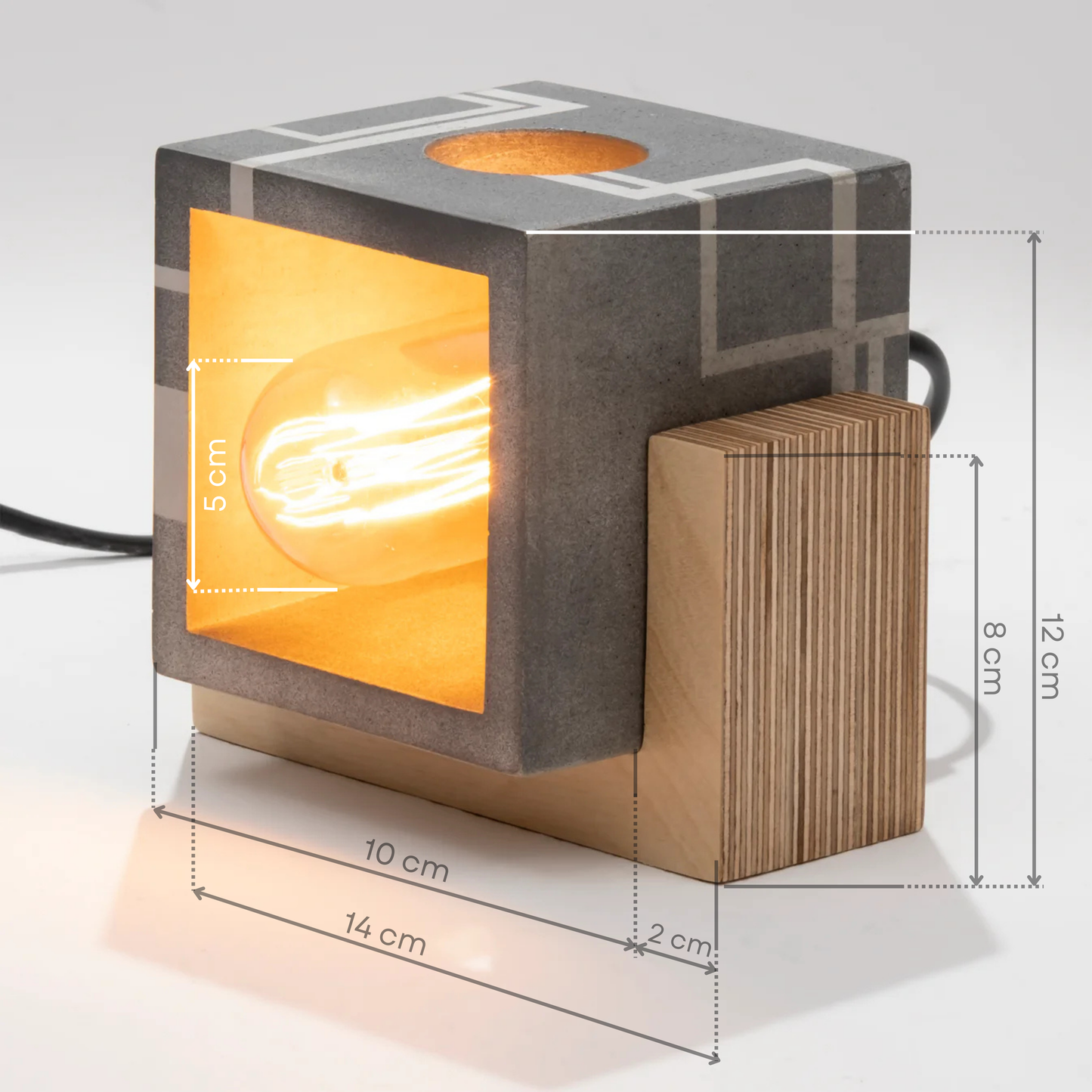 Circuit Concrete Wood Table Lamp - Square