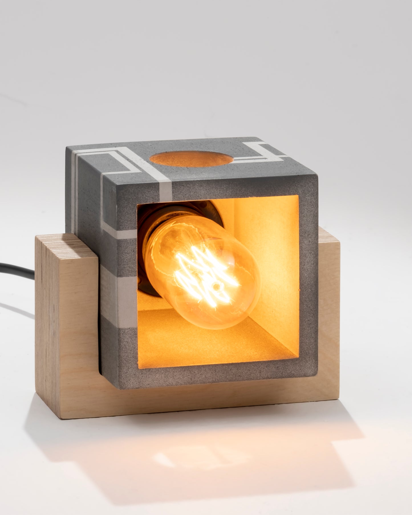Circuit Concrete Wood Table Lamp - Square