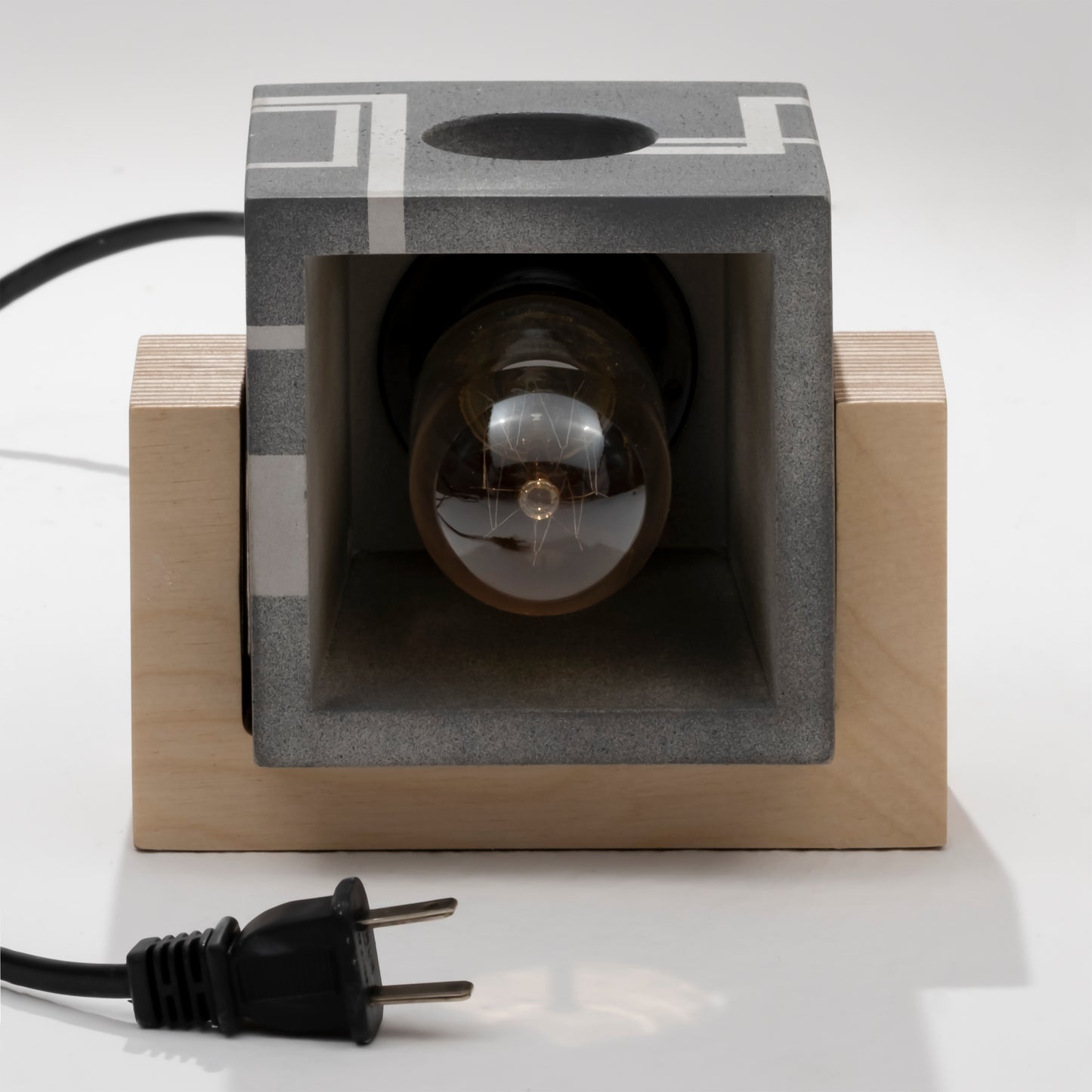Circuit Concrete Wood Table Lamp - Square