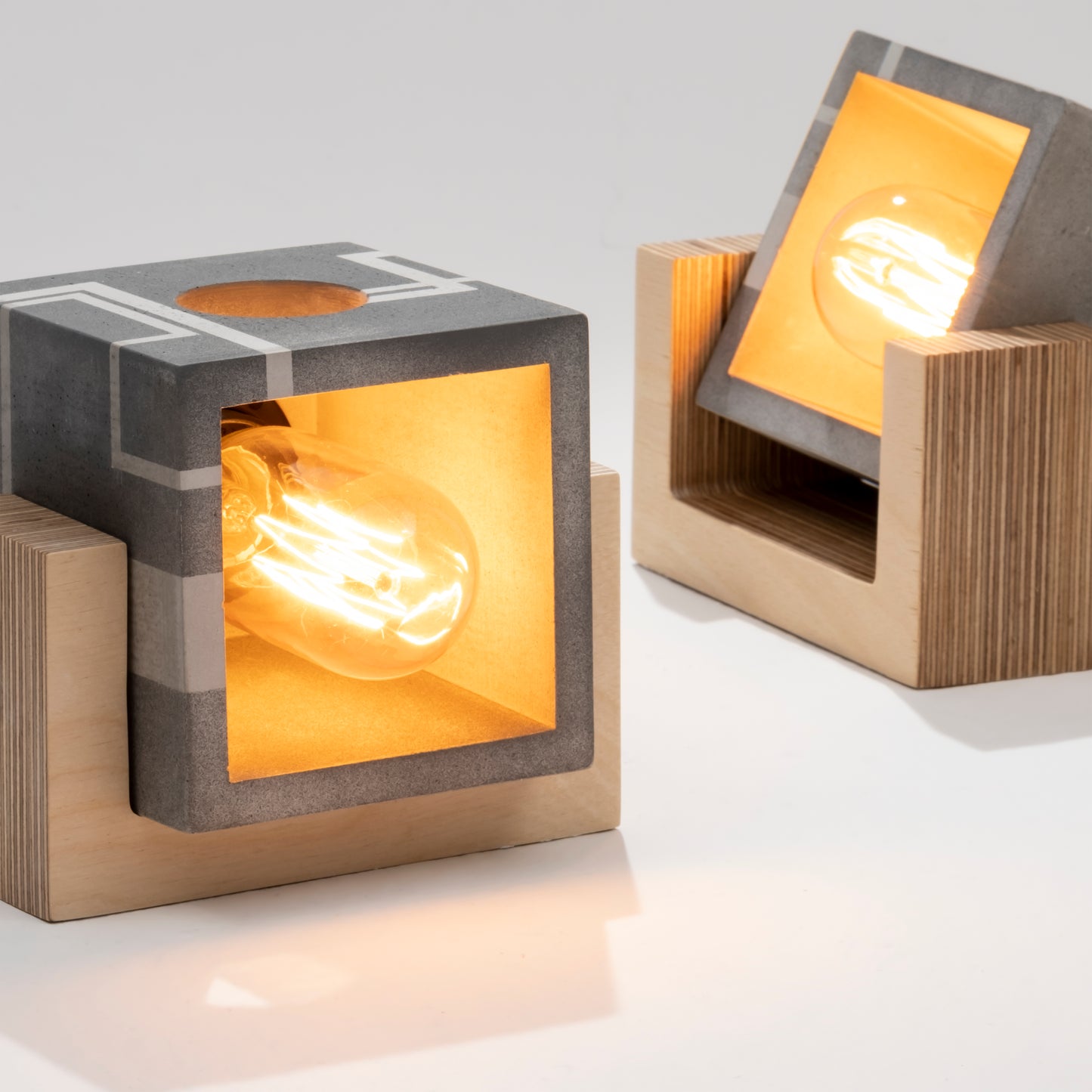 Circuit Concrete Wood Table Lamp - Square