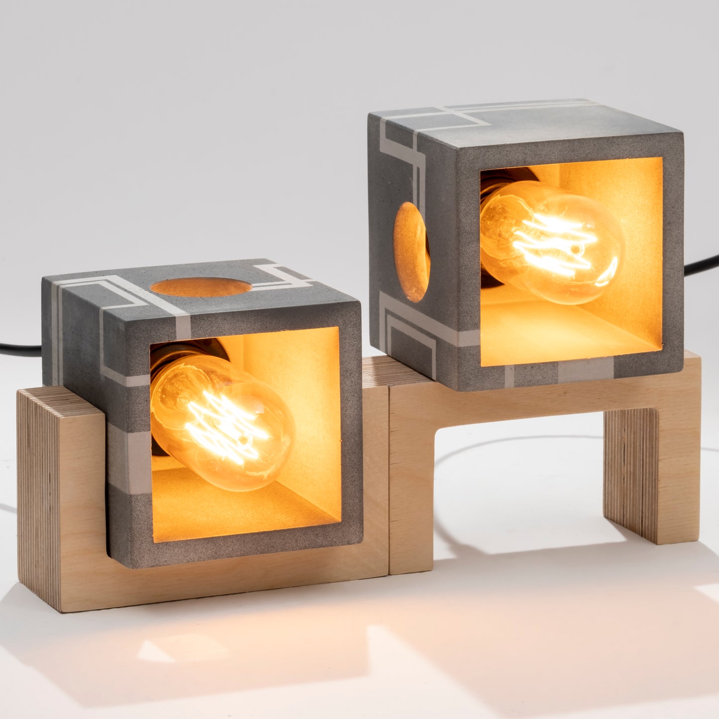 Circuit Concrete Wood Table Lamp - Square