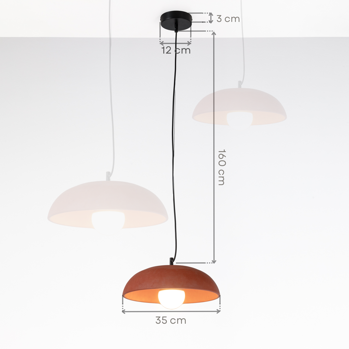 Terracotta Bowl Concrete Ceiling Lighting