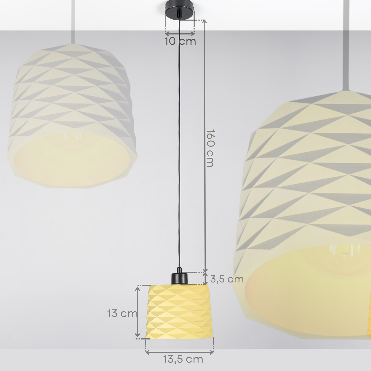 Yellow Prism Concrete Ceiling Lighting
