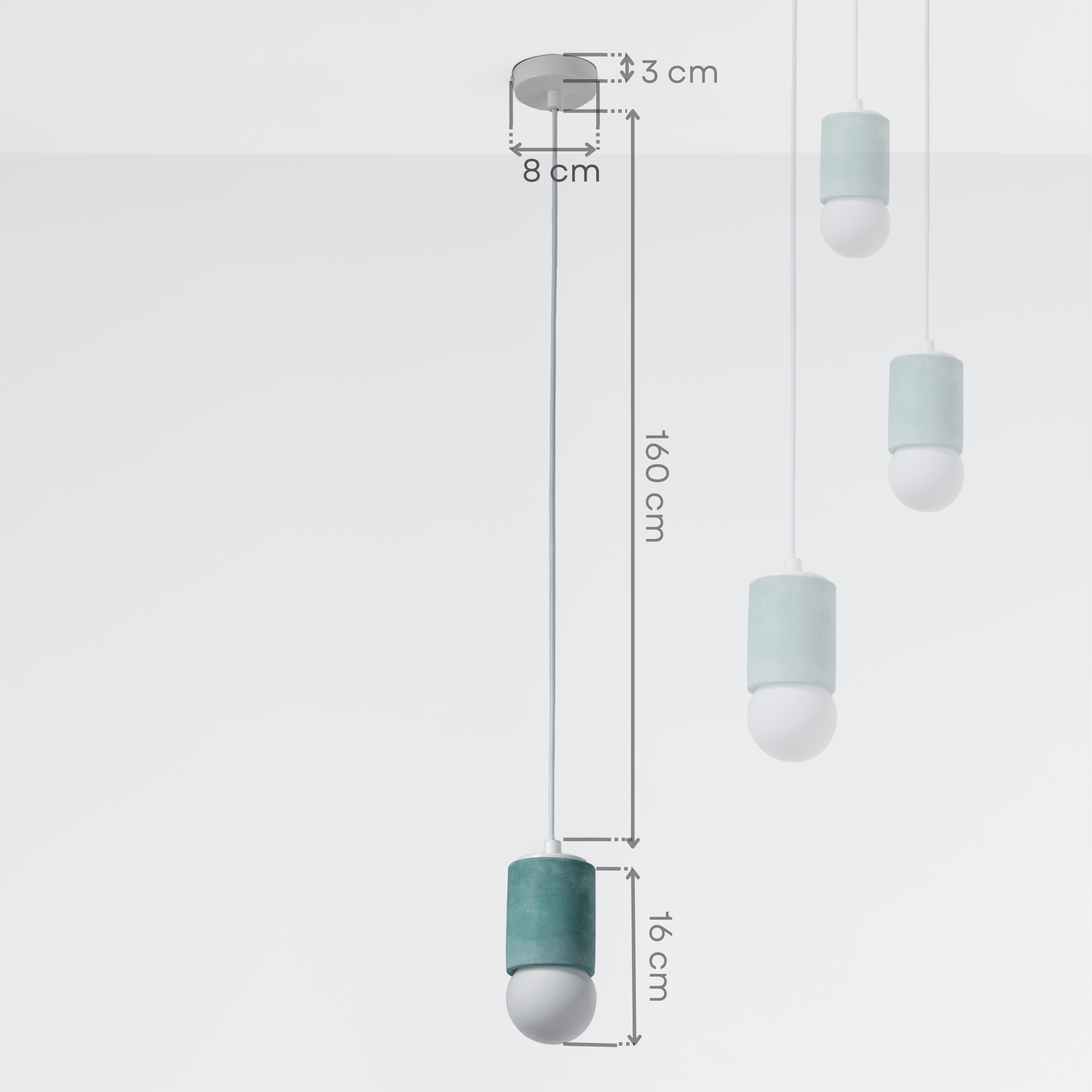 Green Cylinder Concrete Pendant Lighting