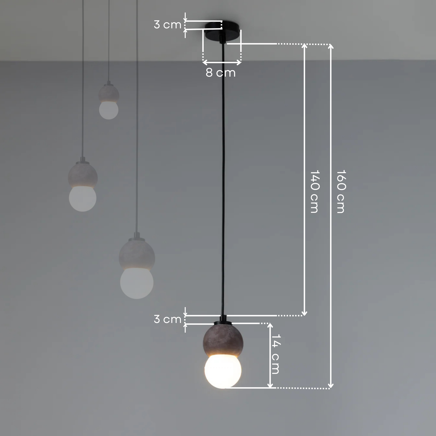 Brown Sphere Concrete Pendant Lighting