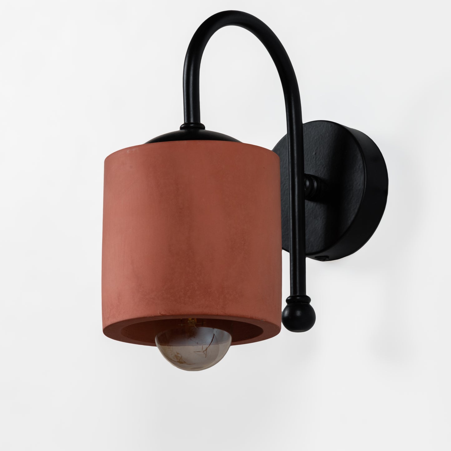 Terracotta Metal Detail Cylinder Sconce