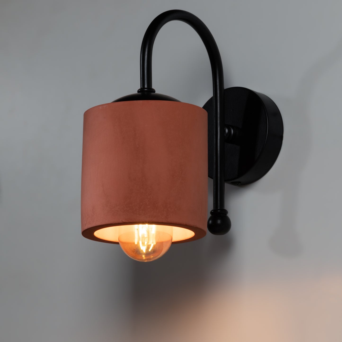 Terracotta Metal Detail Cylinder Sconce