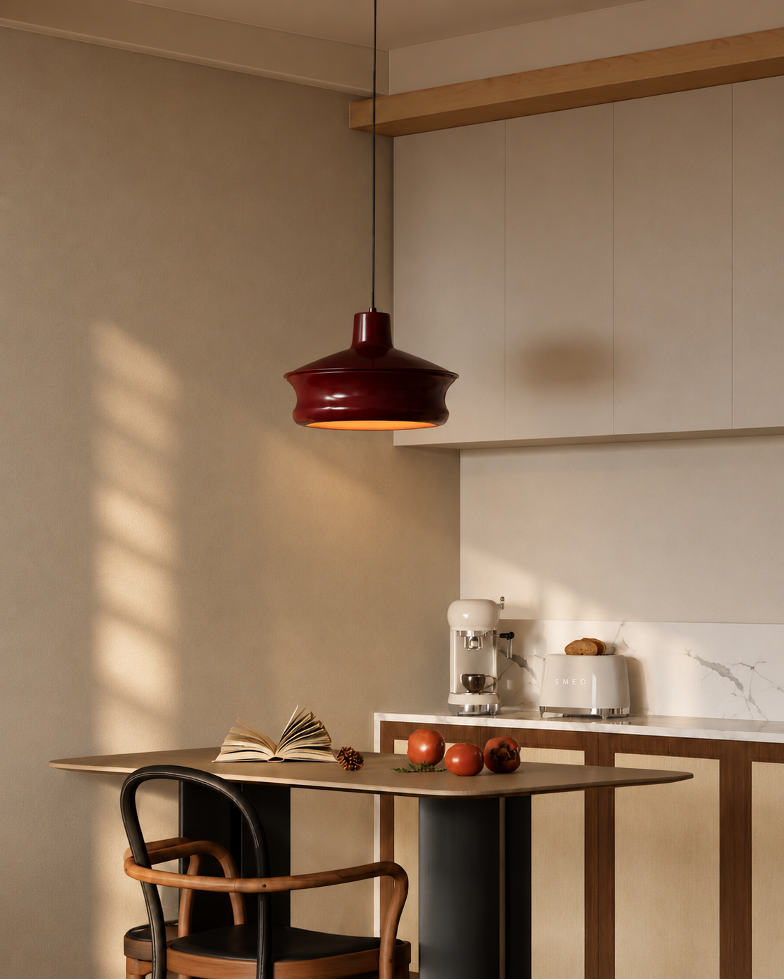 Bordo Metal Silindir Tavan Aydınlatması