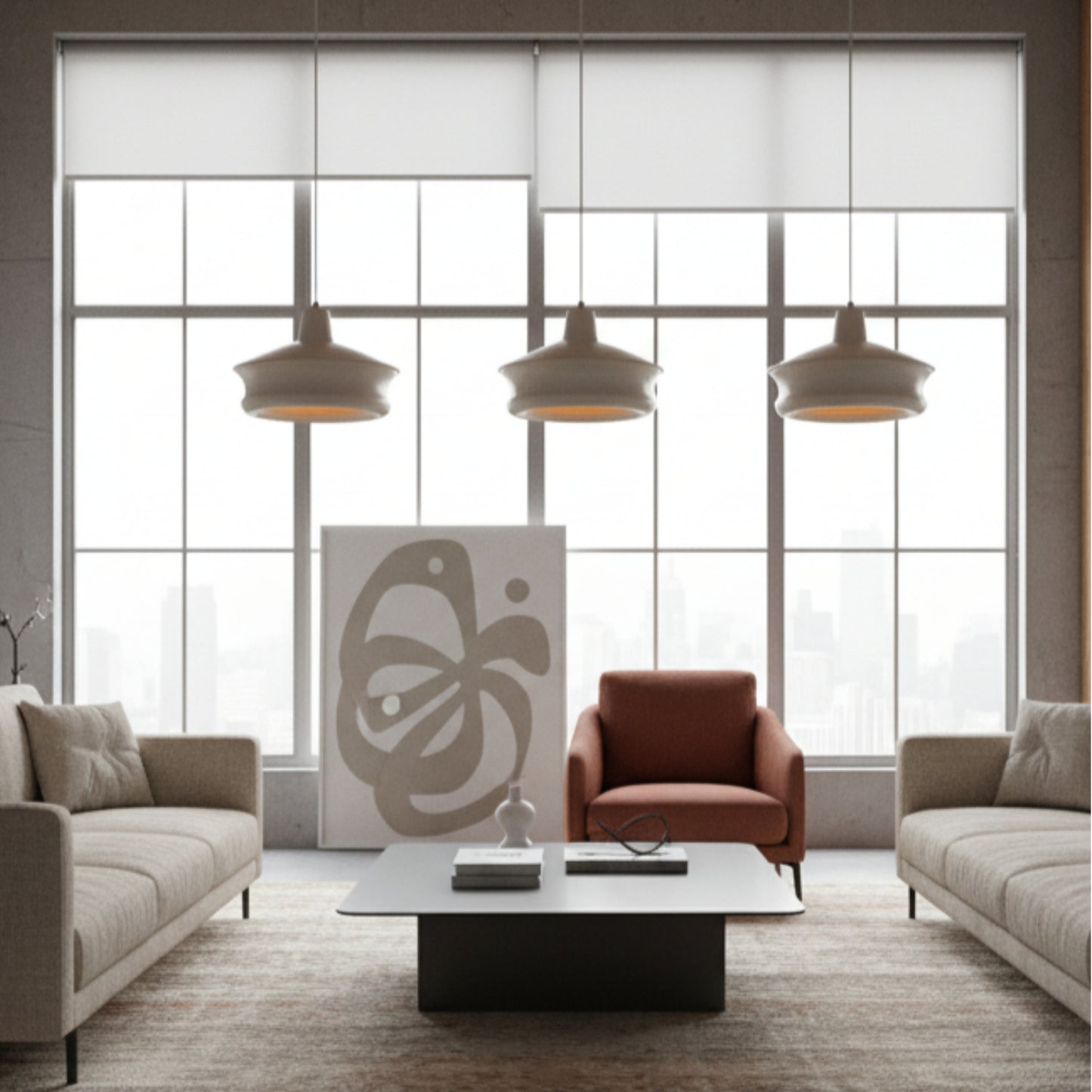 Krem Rengi Metal Silindir Tavan Aydınlatması