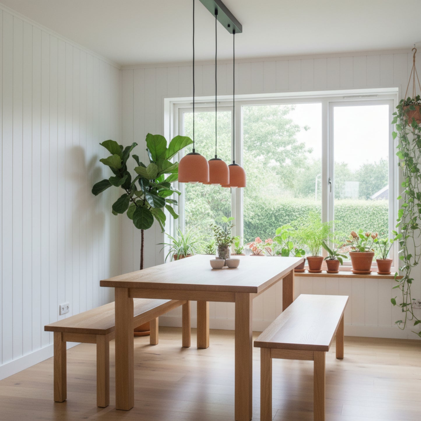 3'lü Sıralı Terracotta Beton Sarkıt Aydınlatma