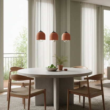 3'lü Sıralı Terracotta Beton Sarkıt Aydınlatma