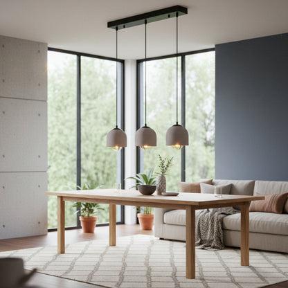 3'lü Sıralı Gri Beton Tavan Aydınlatması