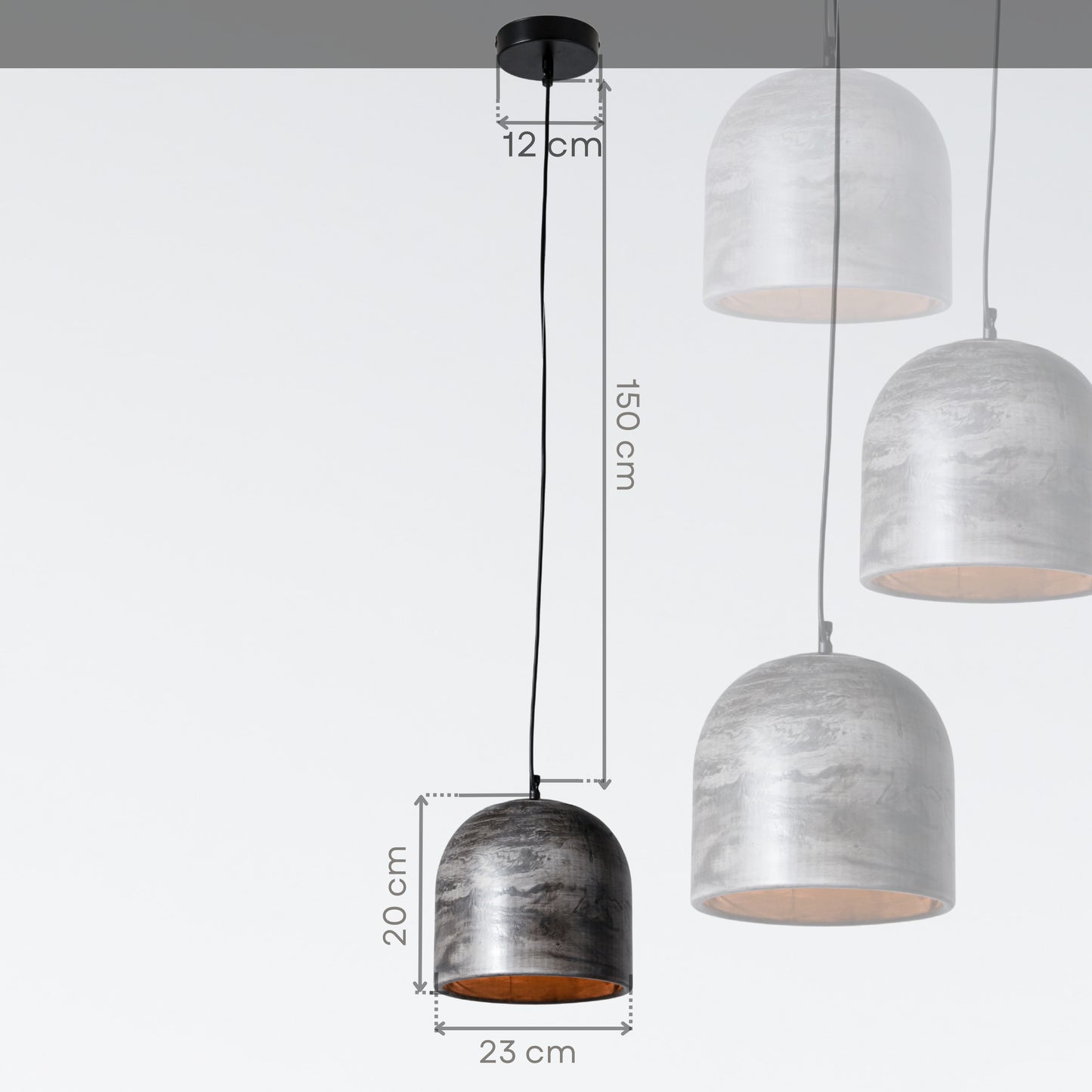 Black Moire Large Concrete Ceiling Light