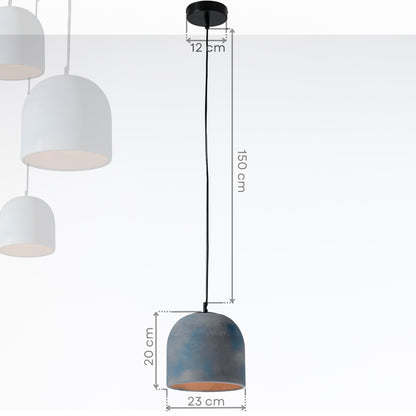 Blue Tumbled Large Concrete Ceiling Light