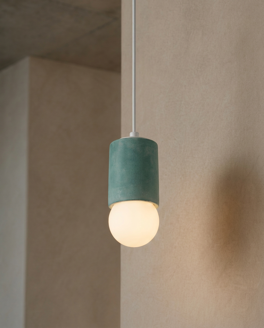 Green Cylinder Concrete Pendant Lighting