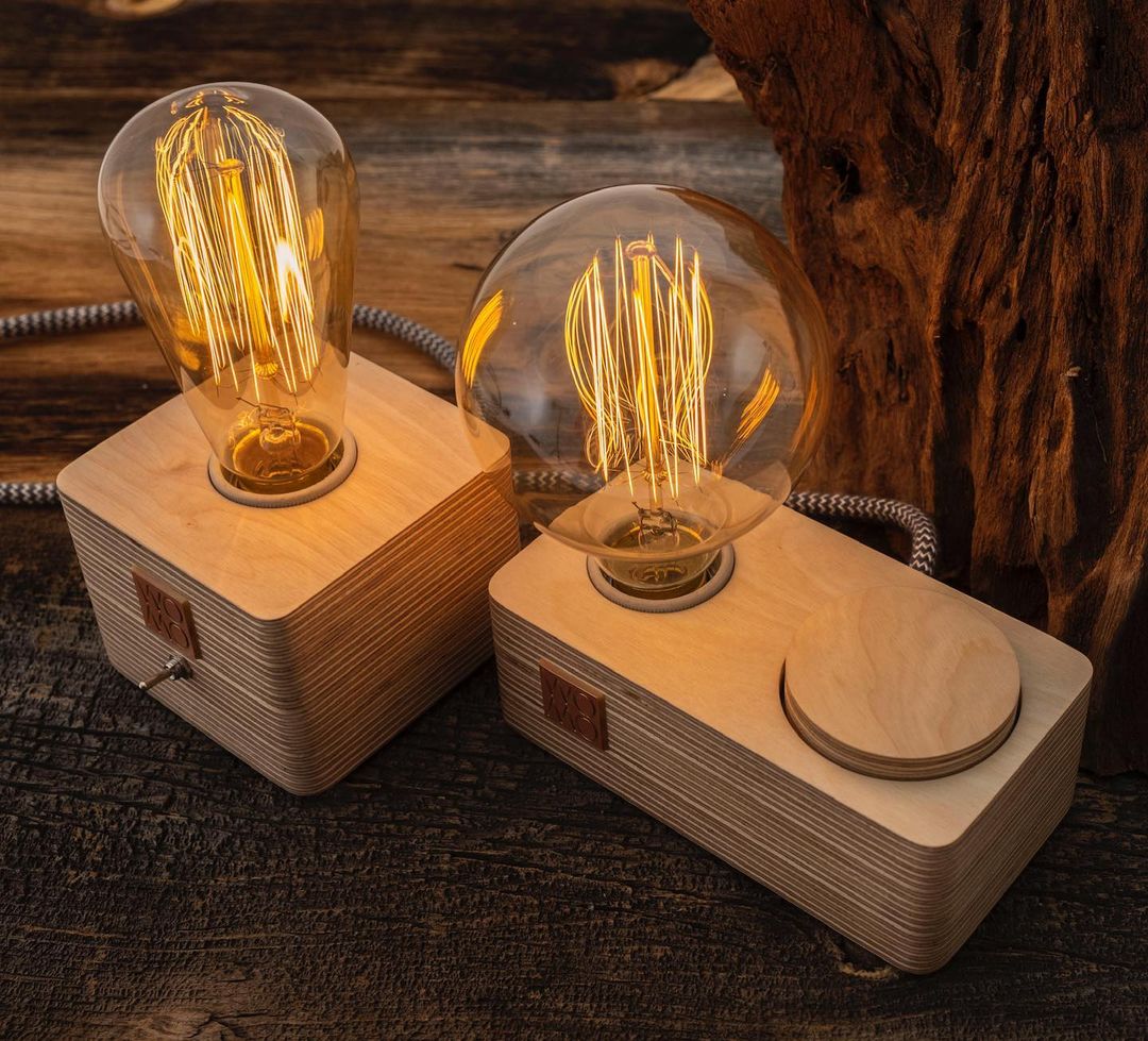 Wooden Table Lamp with Dimmer