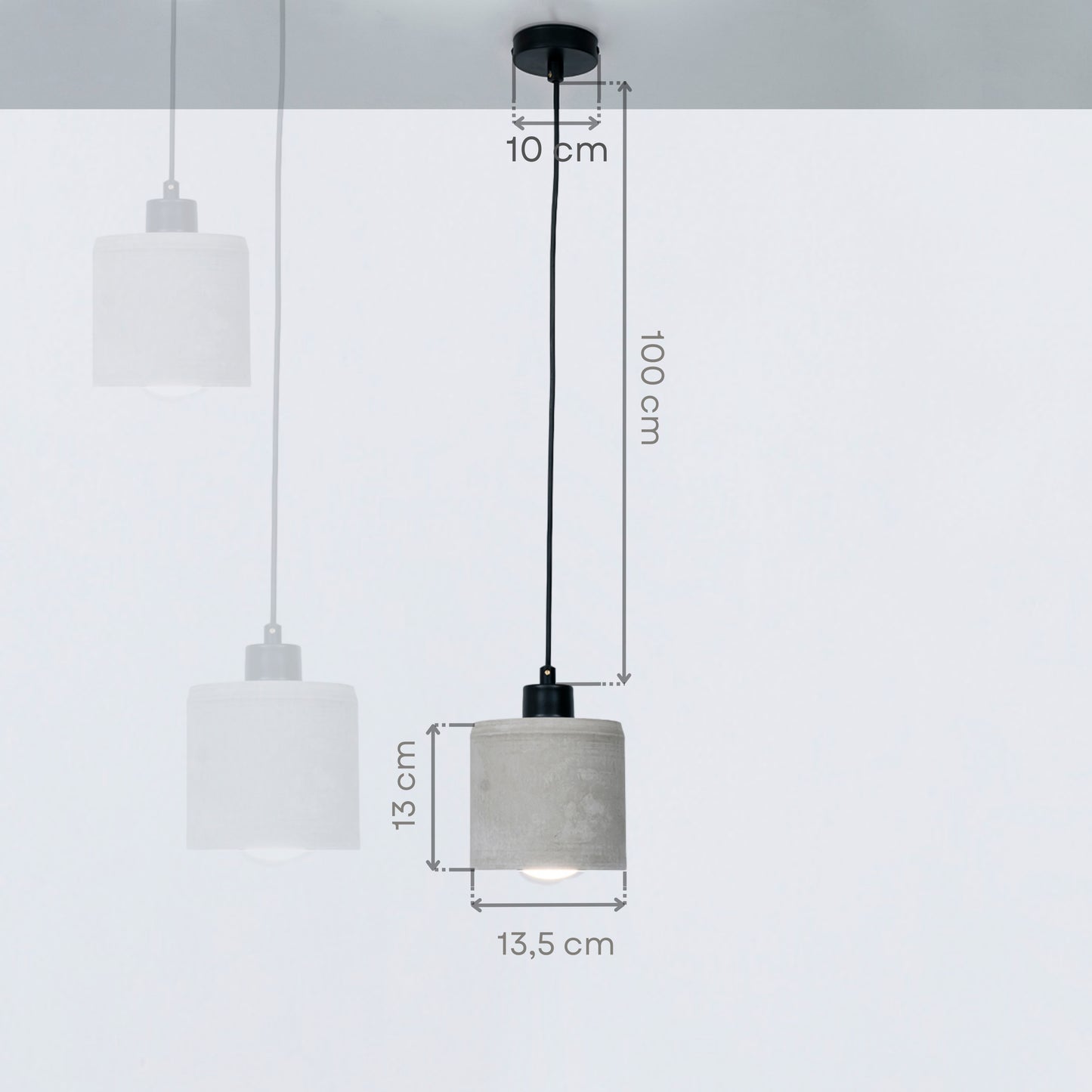 Gray Cylinder Concrete Ceiling Lighting