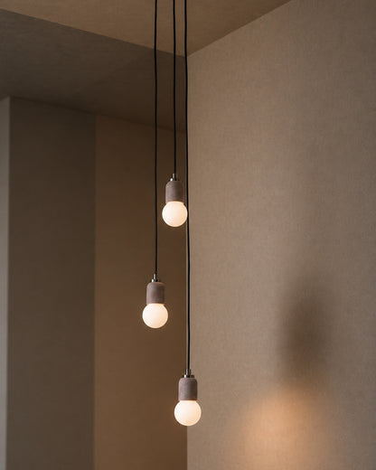 Brown Cylinder Concrete 3 Suspended Lightings