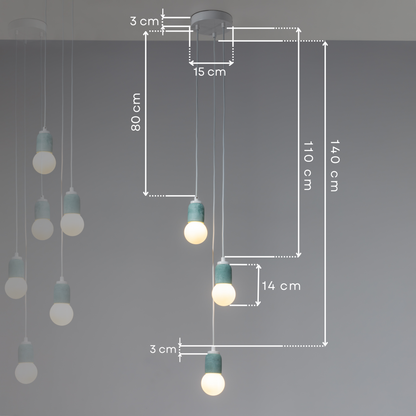 Green Cylinder Concrete 3 Suspended Lighting