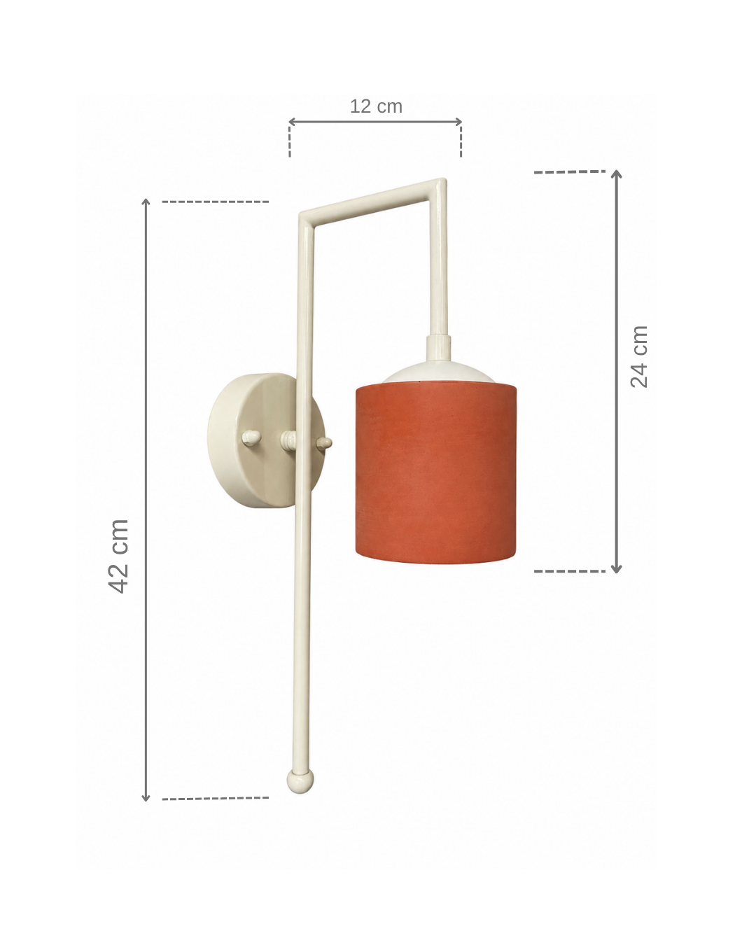 Terracota Silindir Krem Metal Detay Aplik