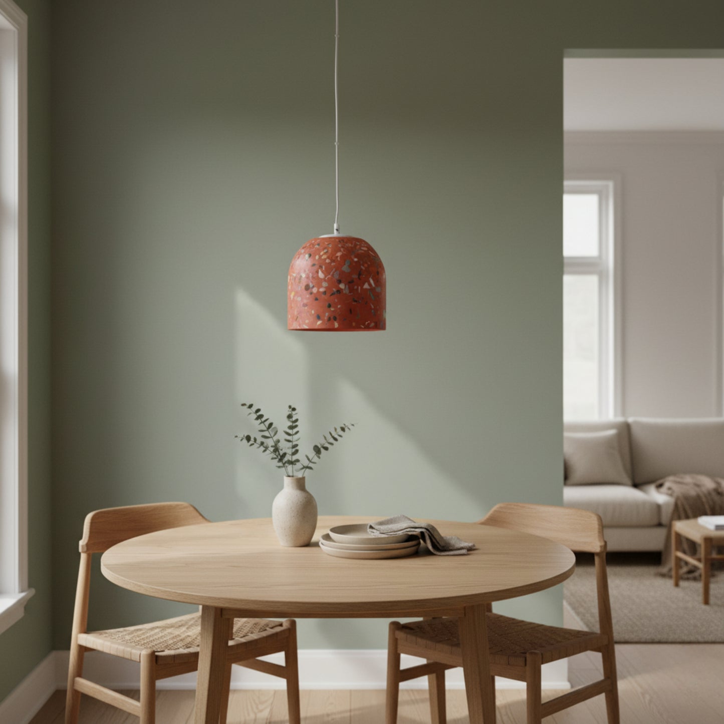 Terrazzo Terracotta Büyük Beton Tavan Aydınlatması