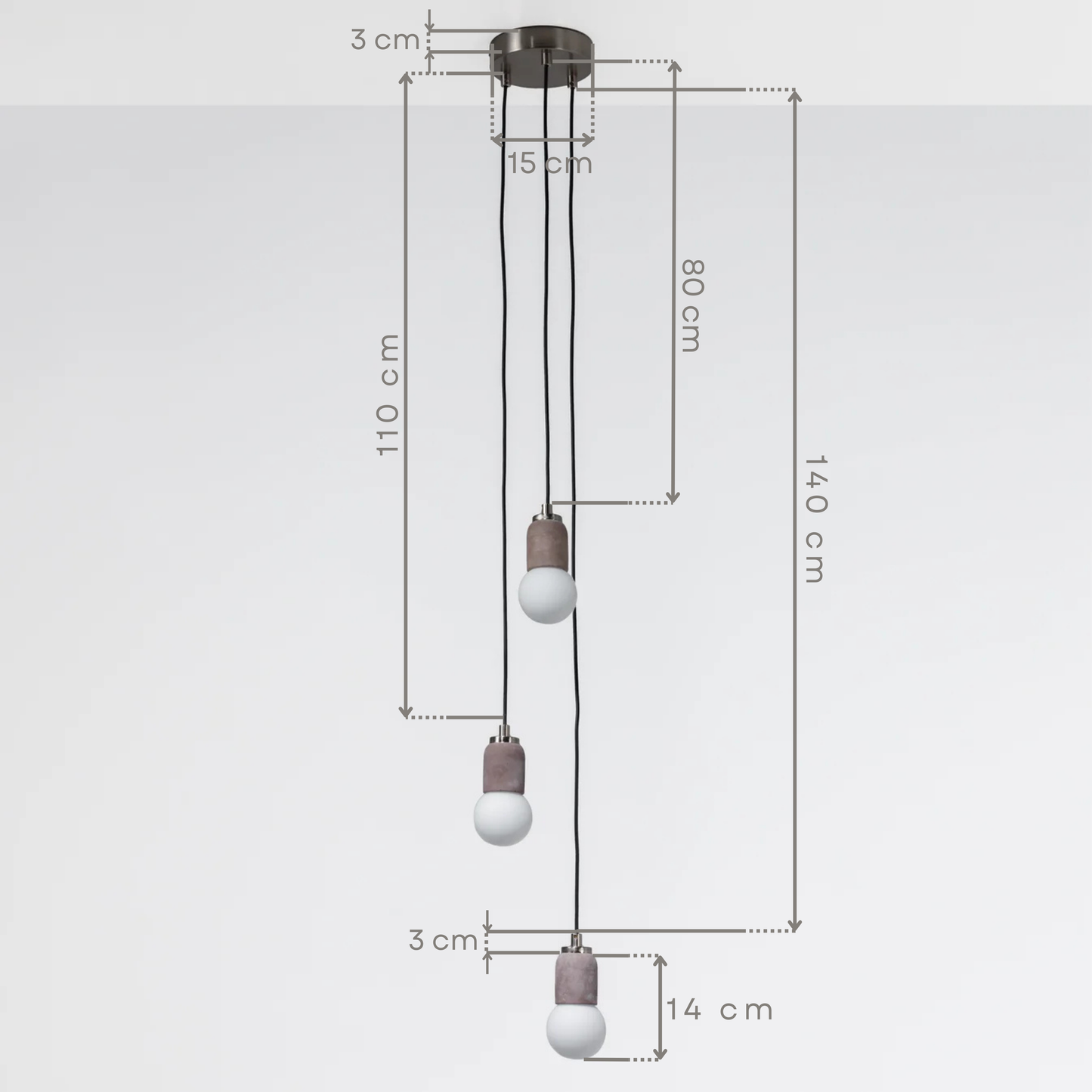 Brown Cylinder Concrete 3 Suspended Lightings