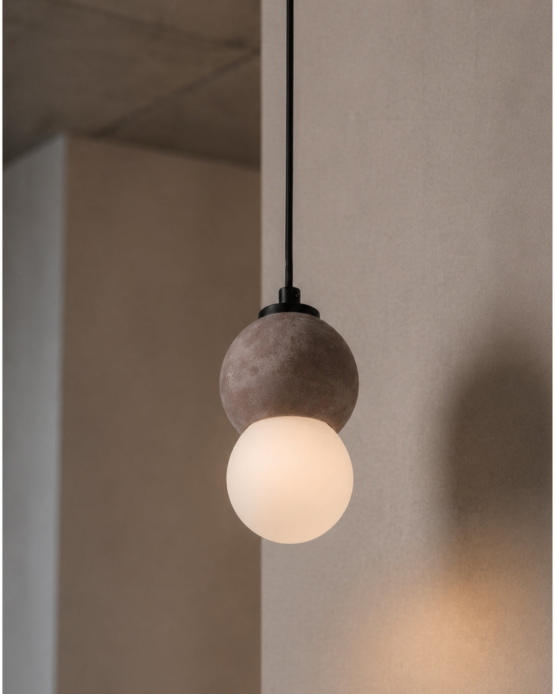 Brown Sphere Concrete Pendant Lighting