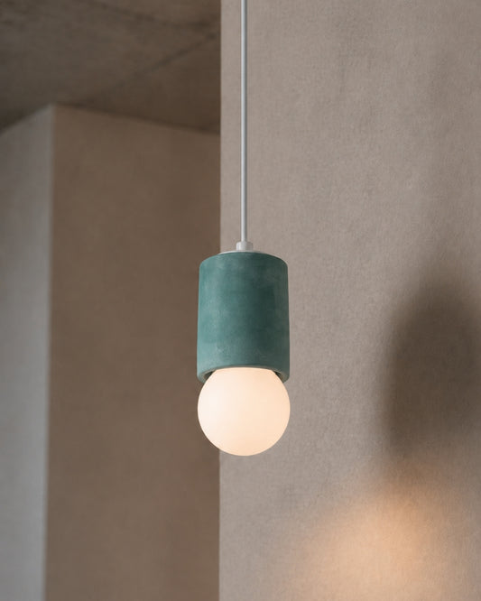 Green Cylinder Concrete Pendant Lighting