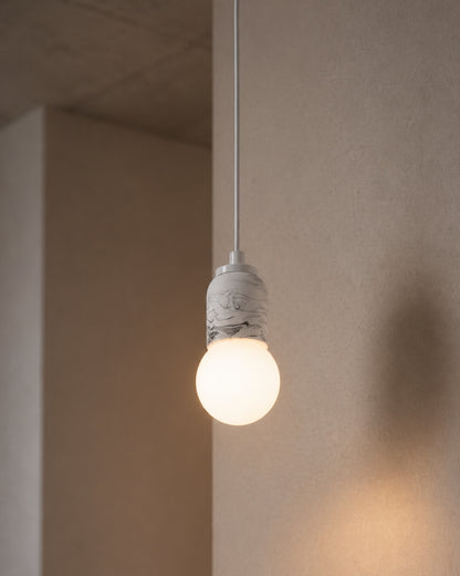 White Cylinder Concrete Pendant Lighting