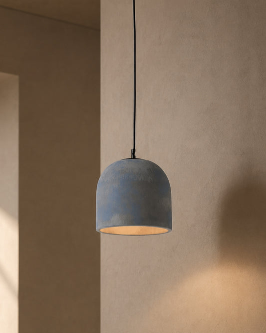 Blue Tumbled Large Concrete Ceiling Light