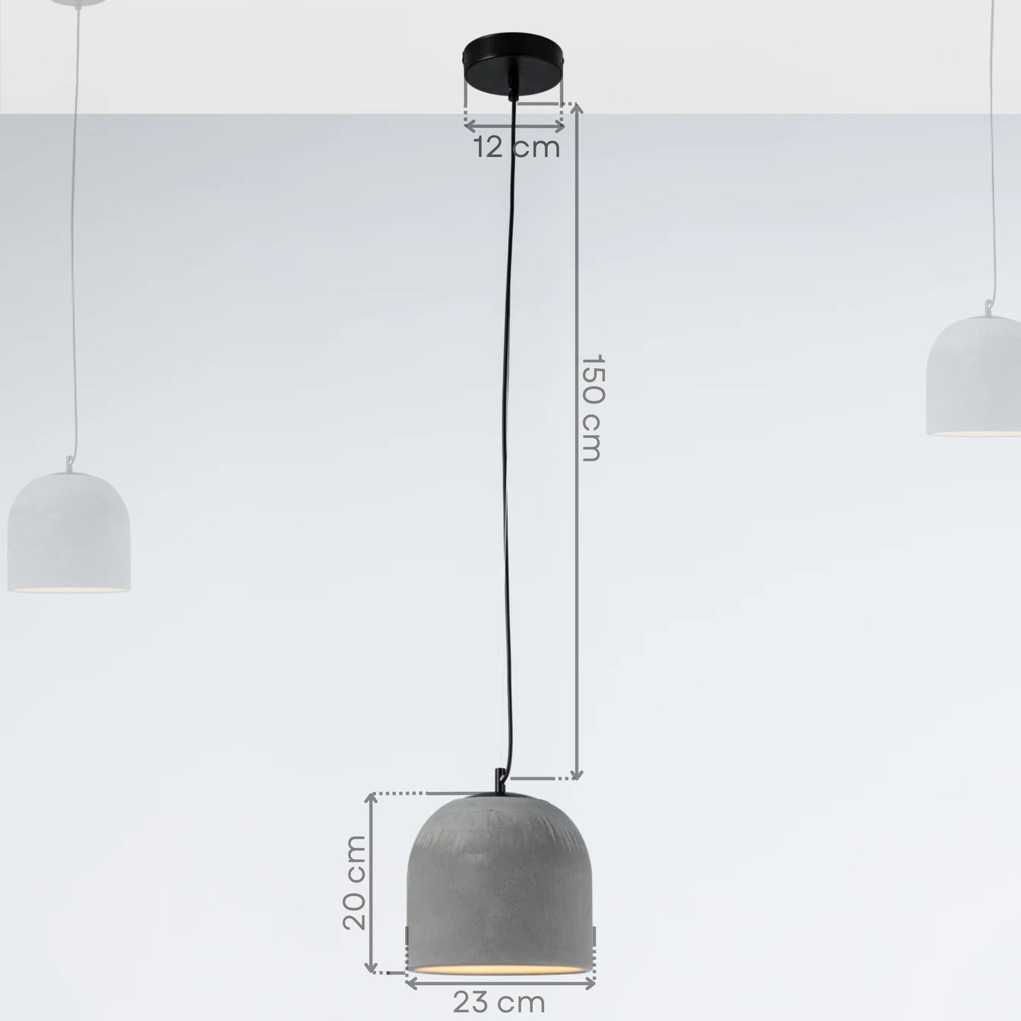 Gray Large Concrete Ceiling Light