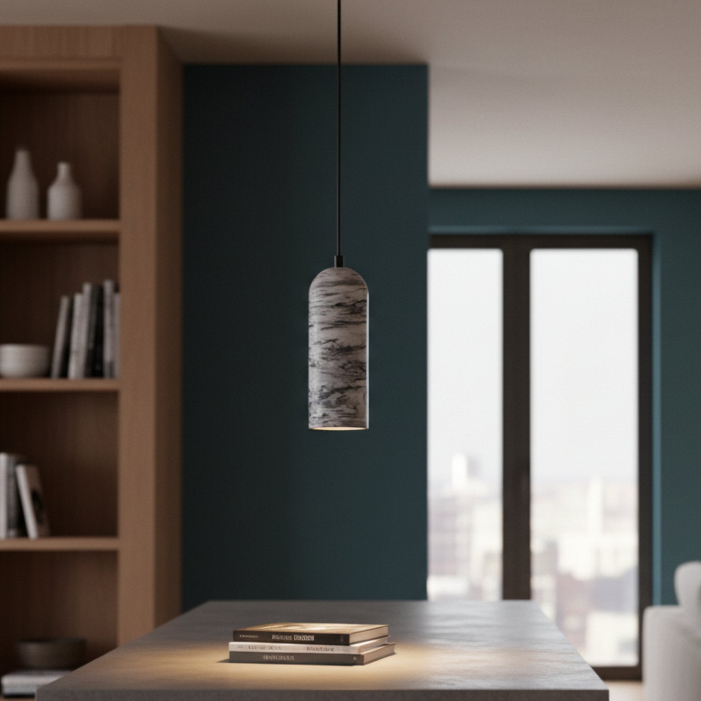 Mermer Dokulu Kubbe Silindir Beton Sarkıt Aydınlatma