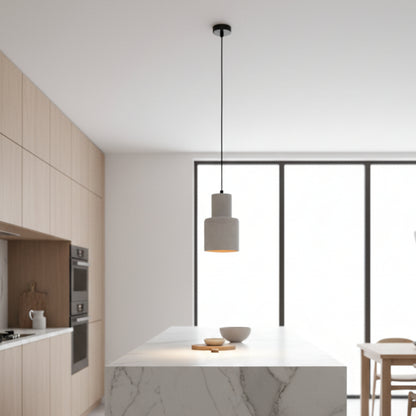 Katmanlı Gri Silindir Beton Tavan Aydınlatması