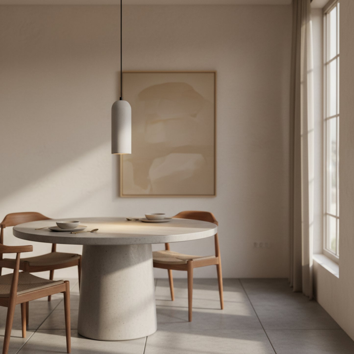 Gri Kubbe Silindir Beton Sarkıt Aydınlatma