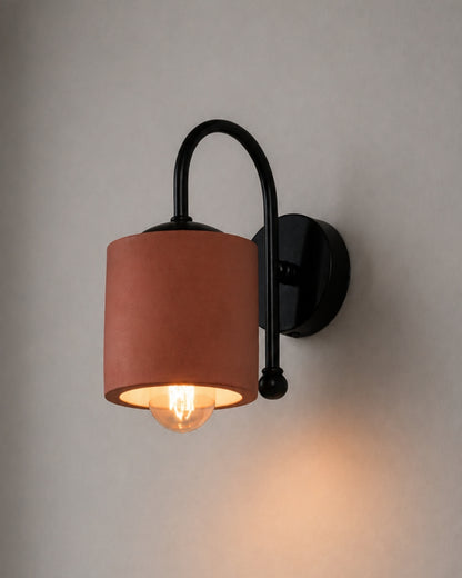 Terracotta Metal Detail Cylinder Sconce