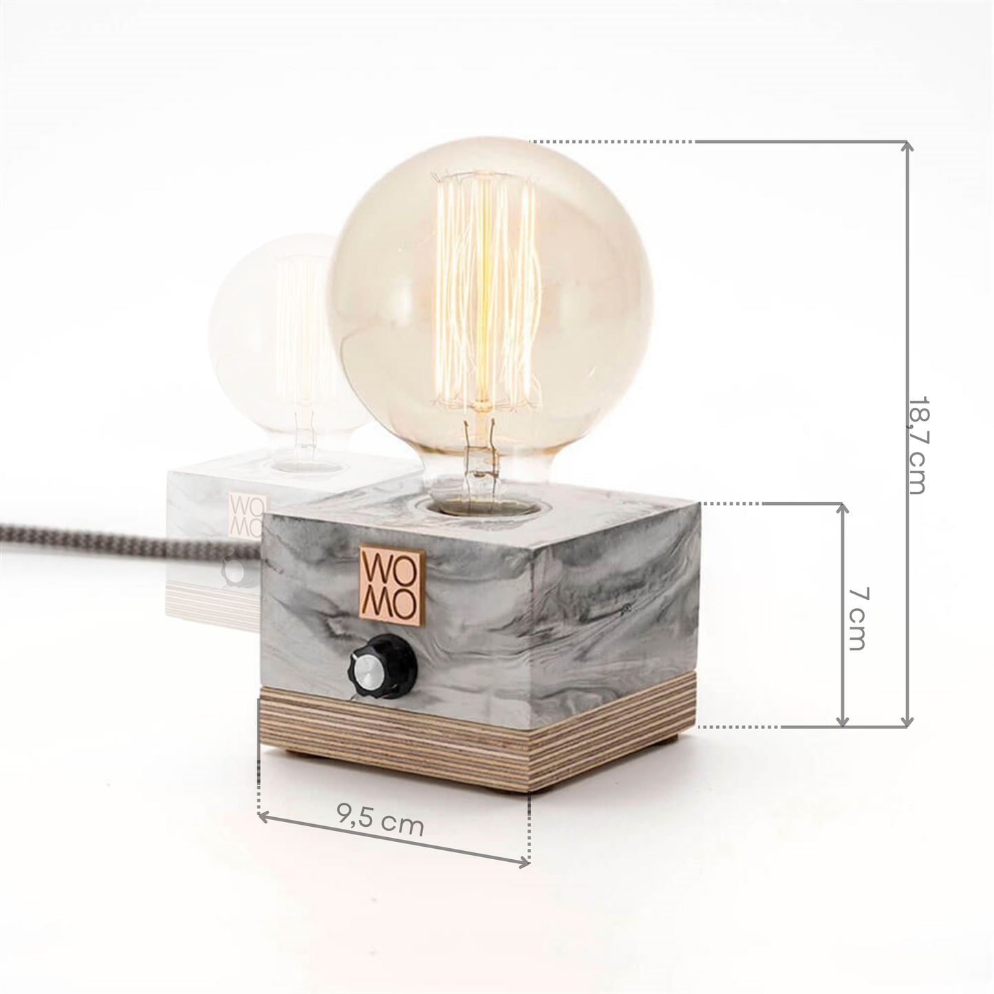 Marble Textured Concrete Table Lamp with Dimmer - Globe
