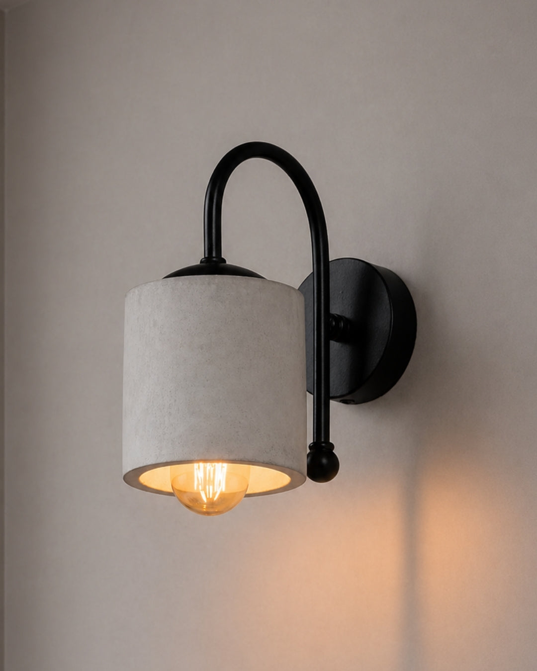 Gray Black Metal Detail Cylinder Sconce
